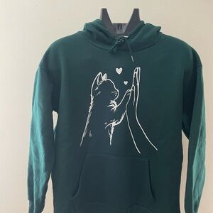 SHEIN Cat Best Friend Dark Green Hoodie